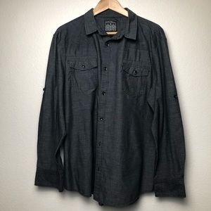 Long-Sleeve grey-black button down shirt